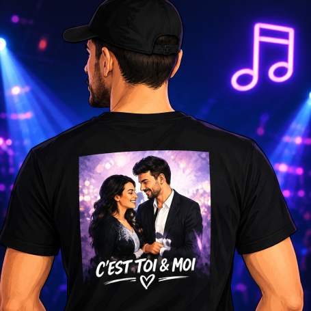 T-shirt personnalisé pour fan avec photo et motif musical