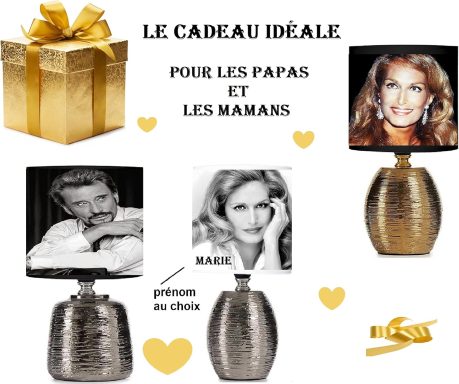Cadeau idéal pour les parents, avec des photos en noir et blanc et un lampadaire décoratif.