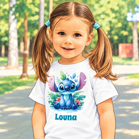 Petite fille portant un T-shirt personnalisé avec prénom